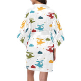 Colorful helicopter pattern Women's Short Kimono Robe