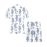 Seahorse pattern background Men's V-Neck Short Pajama Set