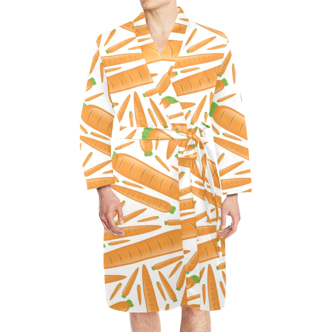 Carrot Pattern Print Design 02 Men's Long Sleeve Belted Night Robe