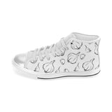 Garlic pattern black white Women's High Top Canvas Shoes White