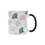 Black Gray Cream coral ginkgo leaves pattern Morphing Mug Heat Changing Mug