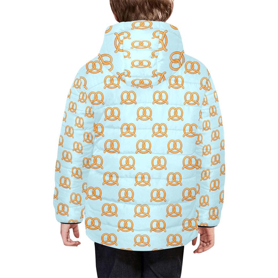 Pretzels Pattern Print Design 03 Kids' Boys' Girls' Padded Hooded Jacket