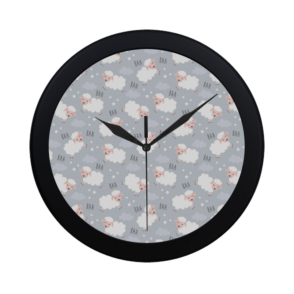 Sweet dreams sheep pattern Elegant Black Wall Clock