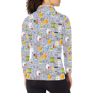Math Pattern Print Design 04 Women's Long Sleeve Polo Shirt