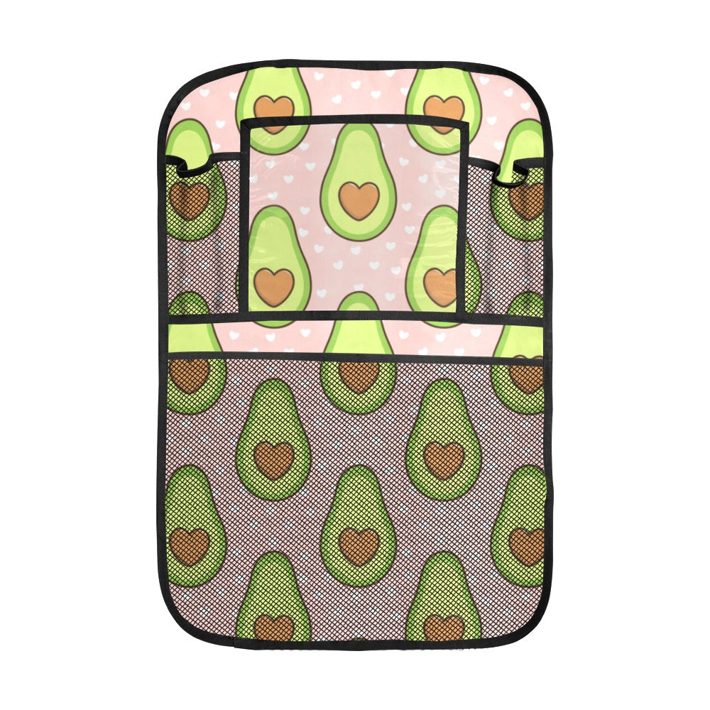 Avocado heart pink background Car Seat Back Organizer