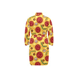Pizza texture pattern Men's Long Sleeve Belted Night Robe