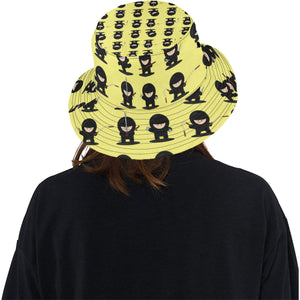 Cute ninja yellow background Unisex Bucket Hat