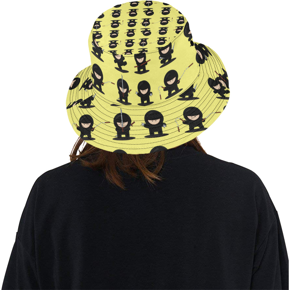 Cute ninja yellow background Unisex Bucket Hat