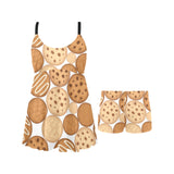 Various cookie pattern Chest Sexy Pleated Two Piece Swim Dress