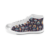 Colorful mushroom pattern Women's High Top Canvas Shoes White