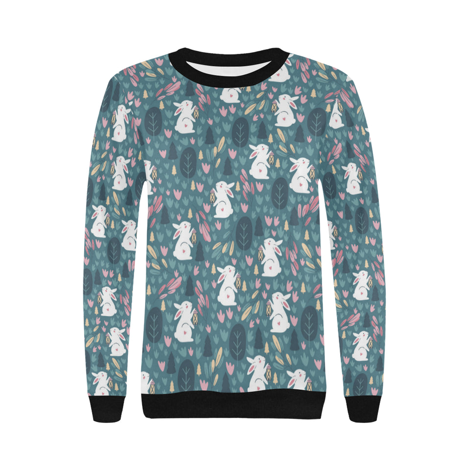 Cute rabbit pattern Women's Crew Neck Sweatshirt