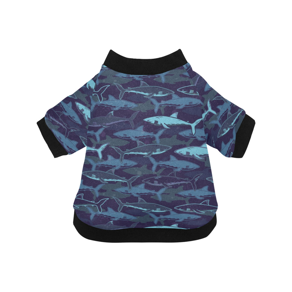 Shark pattern All Over Print Pet Dog Round Neck Fuzzy Shirt