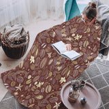 Coffee bean flower pattern Blanket Robe with Sleeves