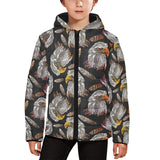 Eagle Pattern Print Design 05 Kids' Boys' Girls' Padded Hooded Jacket