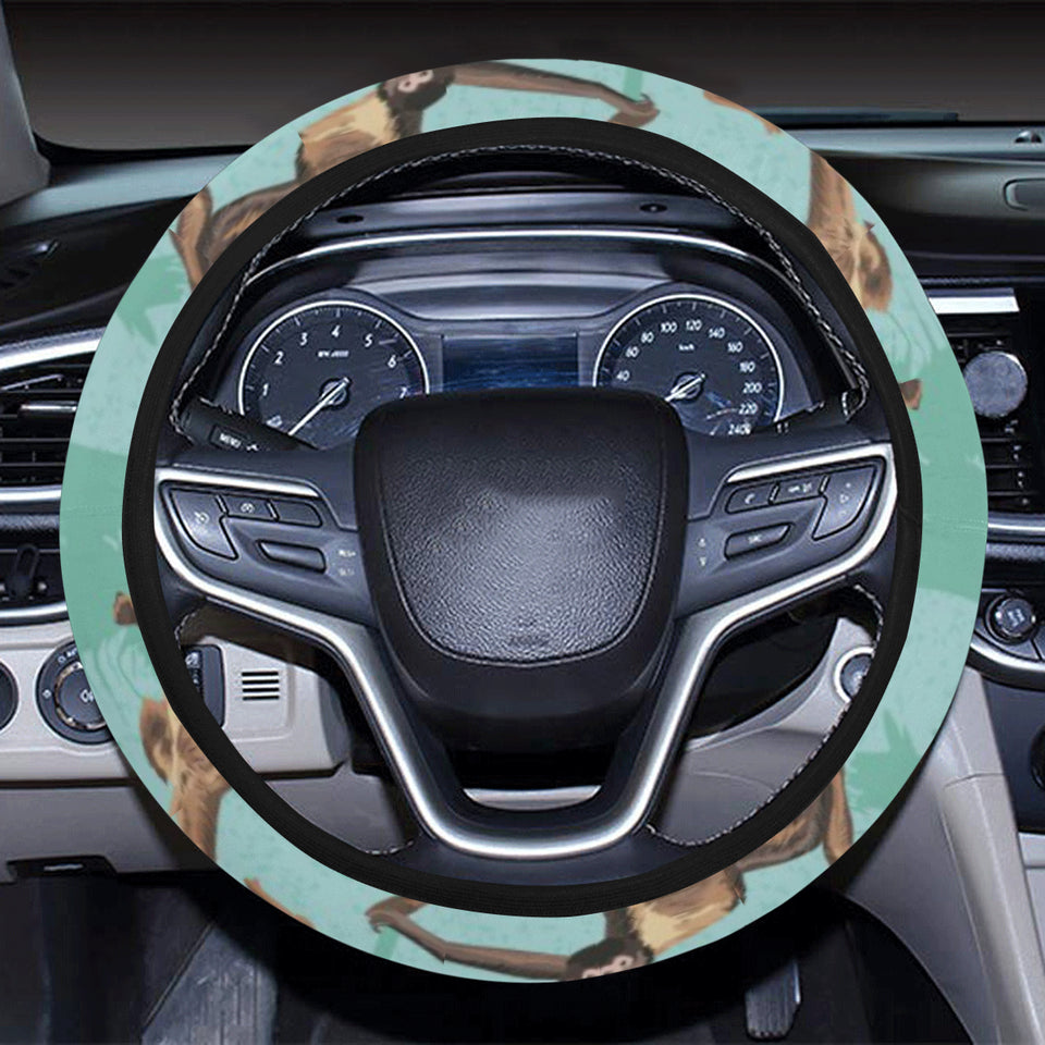Monkey Palm tree background Car Steering Wheel Cover
