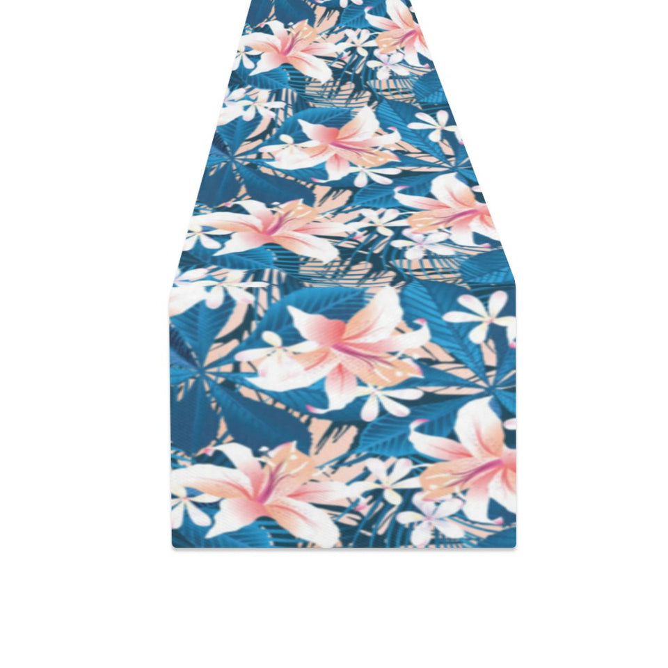 Hibiscus Pattern Print Design 02 Table Runner