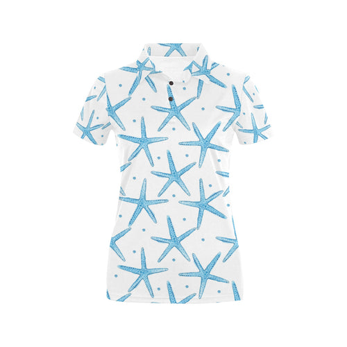 Watercolor starfish pattern Women's All Over Print Polo Shirt