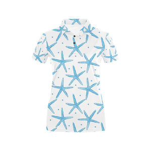 Watercolor starfish pattern Women's All Over Print Polo Shirt