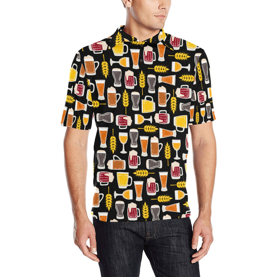 Beer type pattern Men's All Over Print Polo Shirt