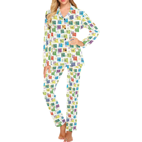 Chemistry Periodic Table Pattern Print Design 05 Women's Long Pajama Set
