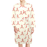 Golden Retriever Pattern Print Design 01 Men's Long Sleeve Belted Night Robe