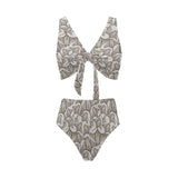 Stingray Pattern Print Design 05 Chest Bowknot High Waisted Bikini Swimsuit