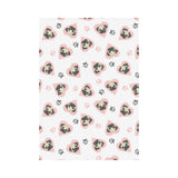 Cute pugs pink heart paw pattern House Flag Garden Flag