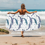 Dolphins pattern dotted background Beach Towel