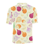 Onion garlic white red pattern Men's All Over Print Polo Shirt