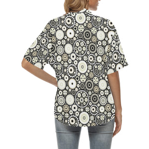Gear Pattern Print Design 02 Women's All Over Print Hawaiian Shirt