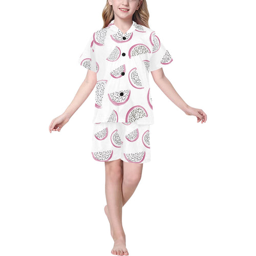 dragon fruit pattern Kids' Boys' Girls' V-Neck Short Pajama Set