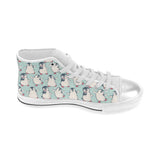 Cute Penguin pattern Women's High Top Canvas Shoes White