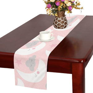 Cute moon cloud star pattern pink dot background Table Runner