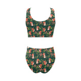 Squirrel Pattern Print Design 03 Chest Bowknot High Waisted Bikini Swimsuit