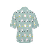 Cute hamster cheese pattern Women's All Over Print Hawaiian Shirt