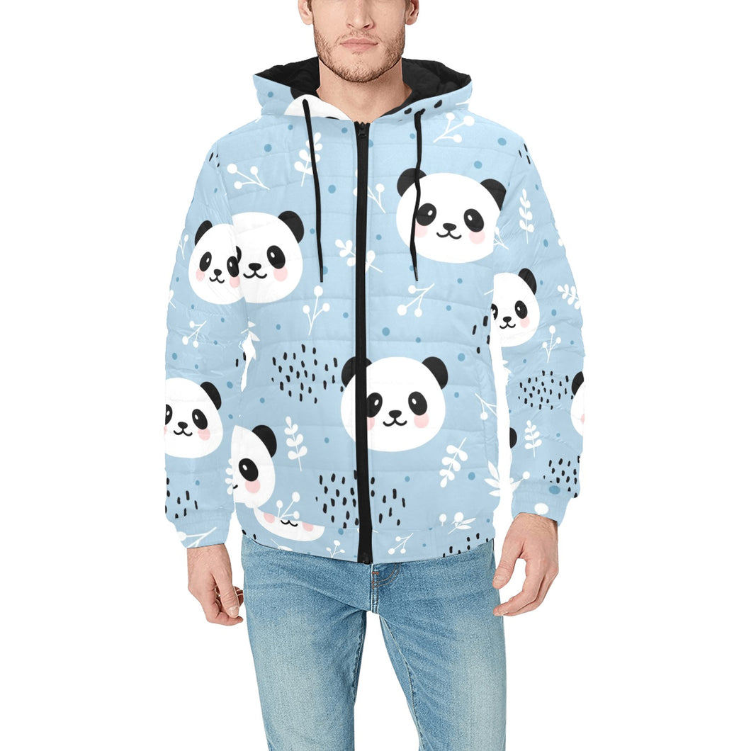 Cute panda pattern Men's Padded Hooded Jacket