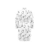 Garlic pattern black white Men's Long Sleeve Belted Night Robe