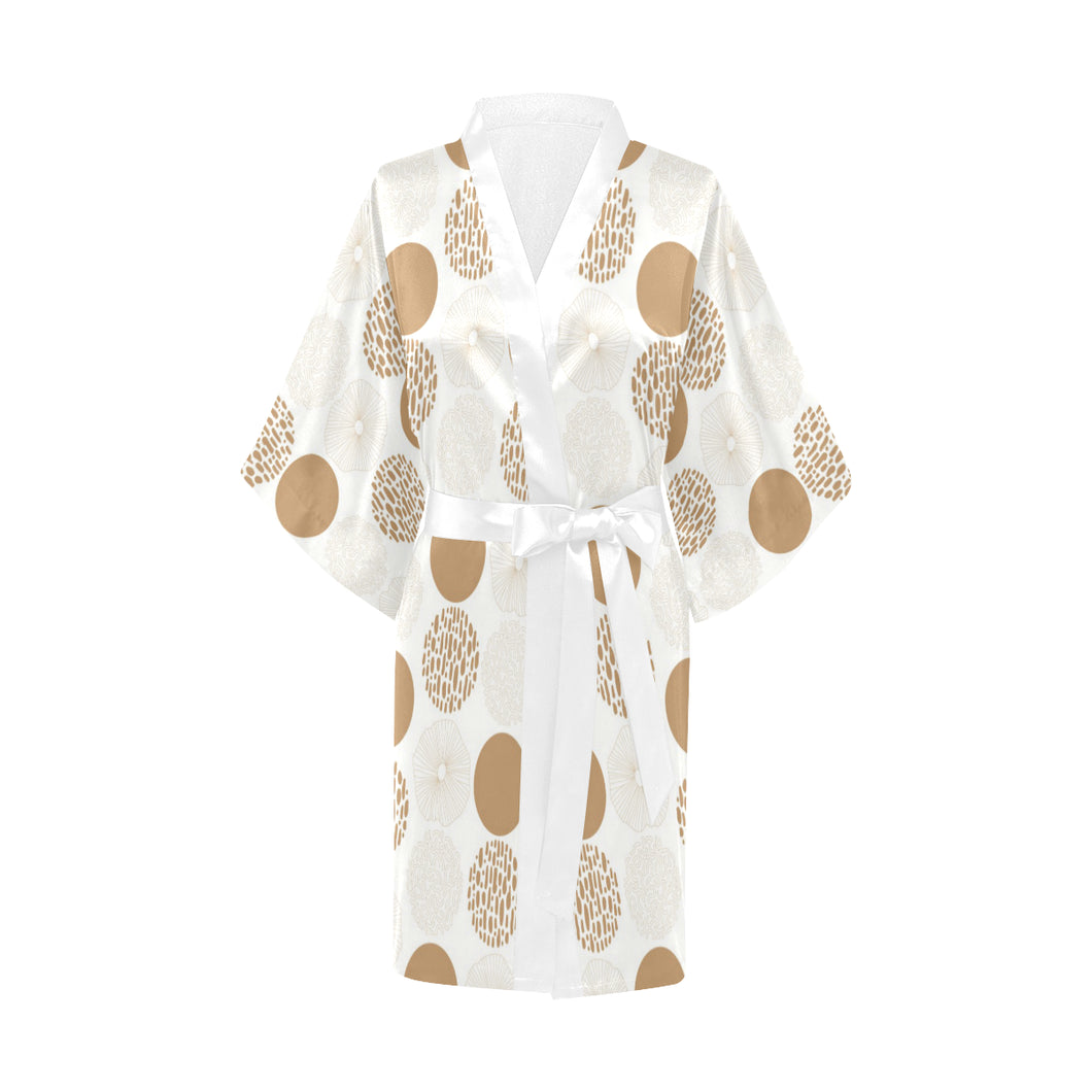Gold Texture mushroom pattern Women's Short Kimono Robe