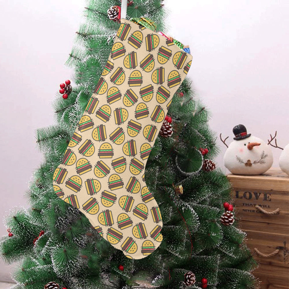 Hamburger Pattern Print Design 01 Christmas Stocking