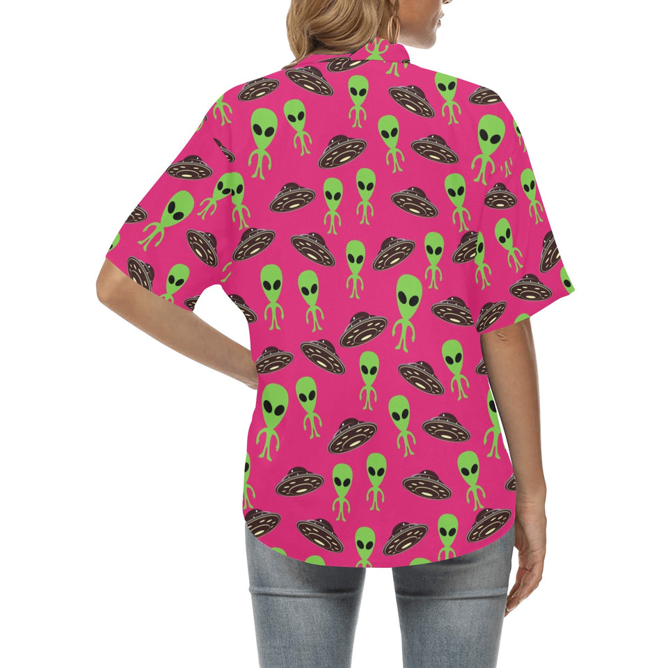 Alien Pattern Print Design 03 Women's All Over Print Hawaiian Shirt