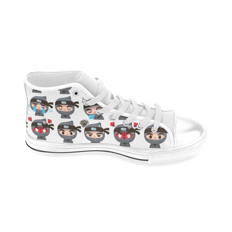 Cute ninja design pattern Men's High Top Canvas Shoes White
