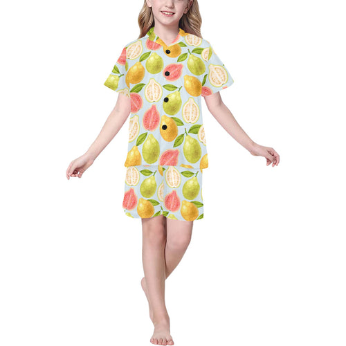 Guava design pattern Kids' Boys' Girls' V-Neck Short Pajama Set