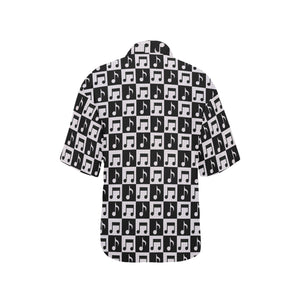 Music Notes Pattern Print Design 01 Women's All Over Print Hawaiian Shirt