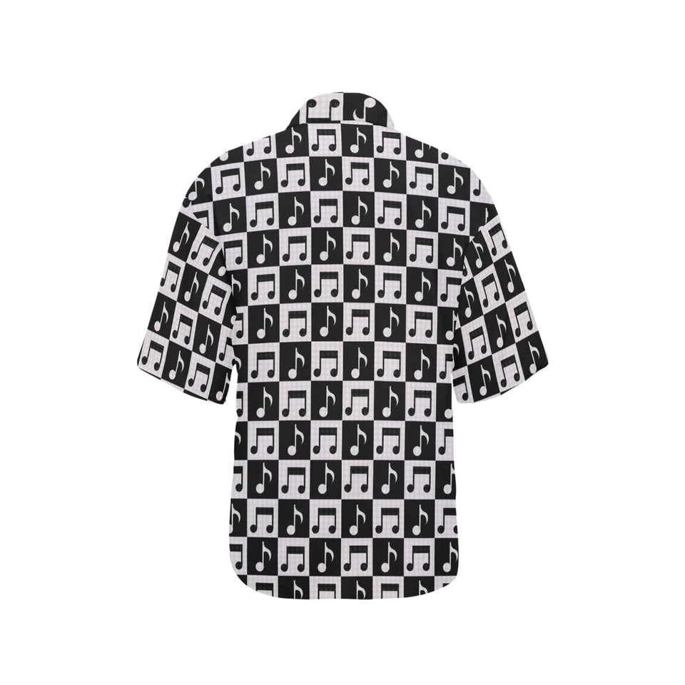 Music Notes Pattern Print Design 01 Women's All Over Print Hawaiian Shirt