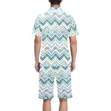zigzag chevron paint design pattern Men's V-Neck Short Pajama Set
