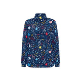 Music Notes Pattern Print Design 03 Women's Long Sleeve Polo Shirt