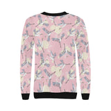 Japanese crane rose pattern Women's Crew Neck Sweatshirt