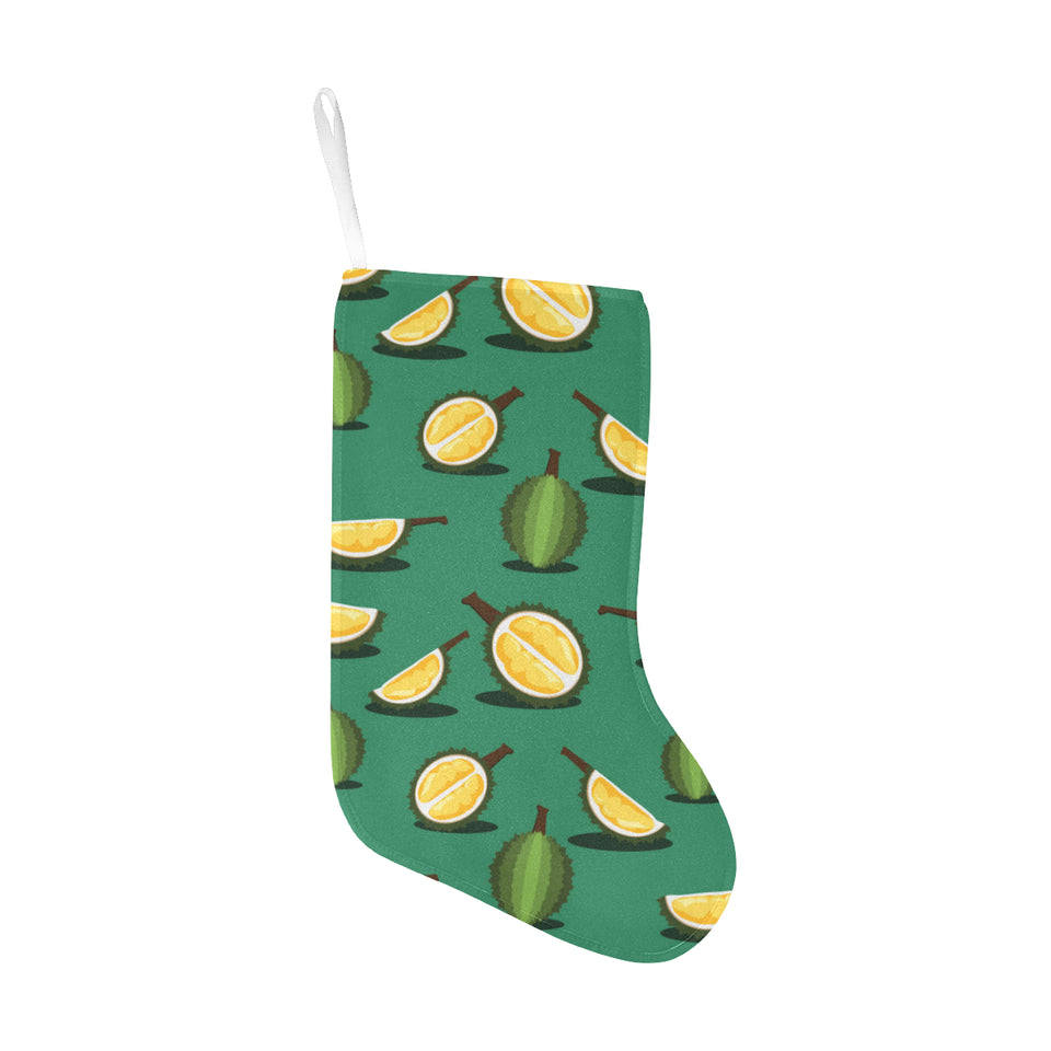 Durian pattern green background Christmas Stocking