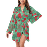 Tomato design pattern Women's Long Sleeve Belted Night Robe
