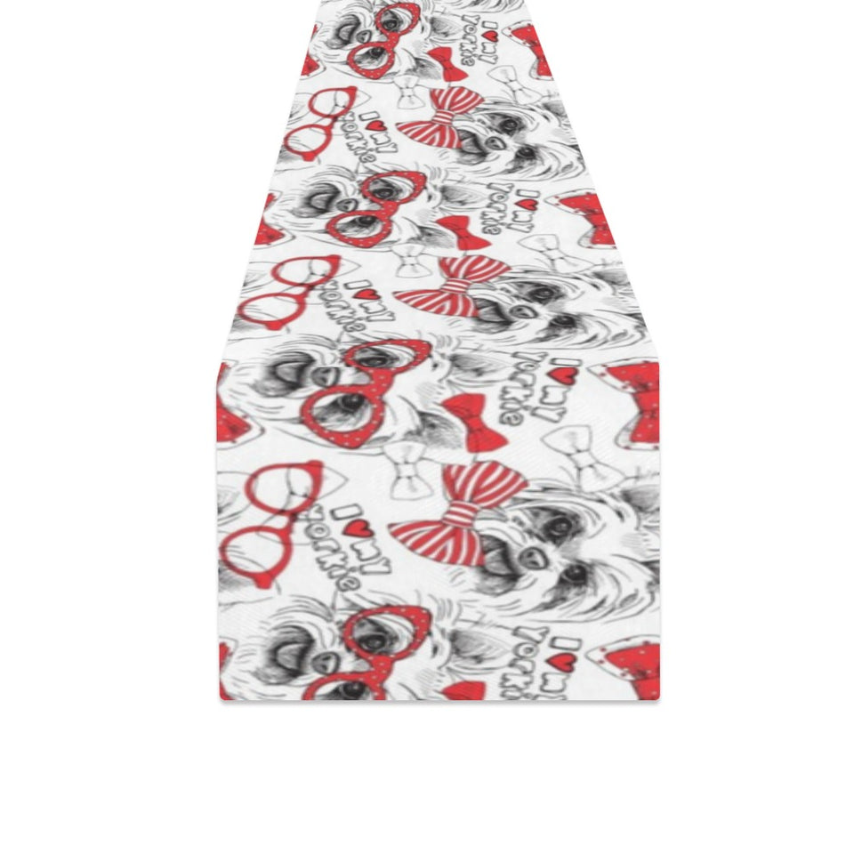 Yorkshire Terrier Pattern Print Design 04 Table Runner